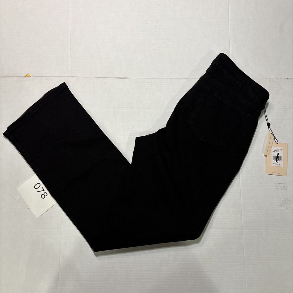 NYDJ Marilyn Straight Jeans Womens 10 Black Lift Tuck Stretch Denim 32" NWT